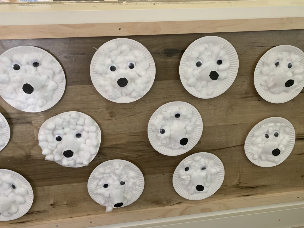 Polar Bear masks made by children