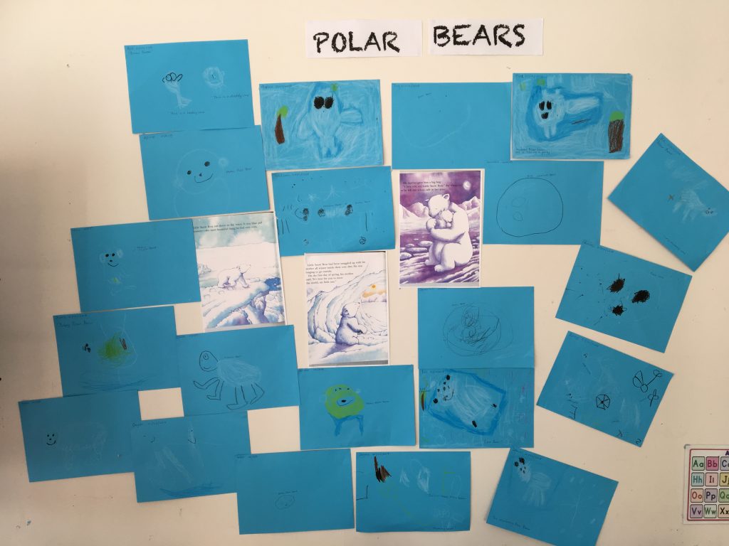 Polar bear drawings from children